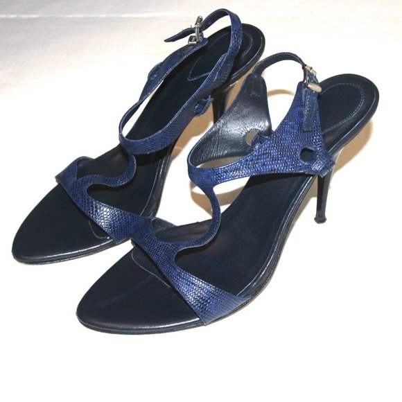 FACONNABLE Navy Snakeskin Heel Size 8.45 - Picture 1 of 5
